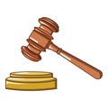 Judge wood hammer icon, cartoon style Royalty Free Stock Photo