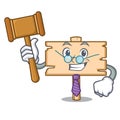 Judge wooden board mascot cartoon