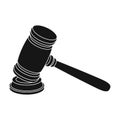 Judge wooden hammer. Hammer for deducing the verdict to the criminal.Prison single icon in black style vector symbol