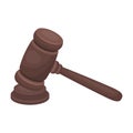Judge wooden hammer. Hammer for deducing the verdict to the criminal.Prison single icon in cartoon style vector symbol