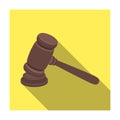 Judge wooden hammer. Hammer for deducing the verdict to the criminal.Prison single icon in flat style vector symbol
