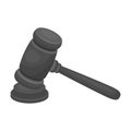 Judge wooden hammer. Hammer for deducing the verdict to the criminal.Prison single icon in monochrome style vector