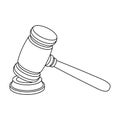 Judge wooden hammer. Hammer for deducing the verdict to the criminal.Prison single icon in outline style vector symbol