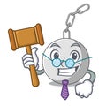 Judge wrecking ball attached character on hitting