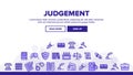 Judgement, Court Process Vector Thin Line Icons Set