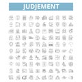 Judgement icons, line symbols, web signs, vector set, isolated illustration Royalty Free Stock Photo