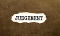 judgement word written on wood block. judgement text on table, concept Royalty Free Stock Photo