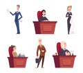 Judges characters. Lawyers team justice professional workers in robe near court exact vector cartoon persons isolated