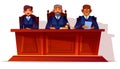 Judges at court hearing vector illustration