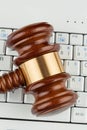 Judges gavel on keyboard Royalty Free Stock Photo