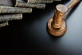 Judges Gavel And Old Book On The Black Wooden Table Royalty Free Stock Photo