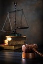 Judges Gavel, Scales of Justice and Books Royalty Free Stock Photo