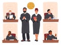 Judges Male and Female Characters In Court. Impartial Legal Authorities Who Interpret Laws, Administer Justice