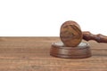 Judges Wood Desk With Gavel On The Sound Board Isolated Royalty Free Stock Photo