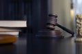 Judges wooden gavel on wooden rustic background