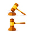 Judges wooden hammer. Wooden brown judge gavel. law and judged. Vector illustration Royalty Free Stock Photo