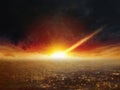 Judgment day, end of world, asteroid impact Royalty Free Stock Photo