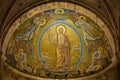 Judgment day, a mosaic of Christ walking on the clouds of heaven
