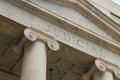 Judicial court building white marble and pillars. Royalty Free Stock Photo