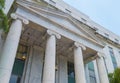 Judicial court building white marble and pillars. Royalty Free Stock Photo