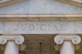 Judicial court building white marble and pillars. Royalty Free Stock Photo