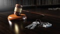 Judicial Gavel and Real Estate Keys: Law Legal Divorce and Auction concept Royalty Free Stock Photo