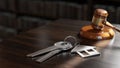 Judicial Gavel and Real Estate Keys: Law Legal Divorce and Auction concept Royalty Free Stock Photo