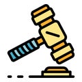 Judicial hammer icon color outline vector