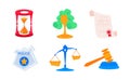 Judicial power and crime - flat design style icons set Royalty Free Stock Photo