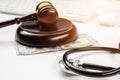 Judicial proceedings in medicine. Workplace of a doctor. Medical errors Royalty Free Stock Photo