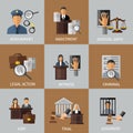 Judicial System Colored Icon Set