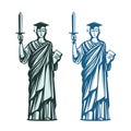 Judiciary, education symbol. Notary, justice, lawyer icon. Vector illustration