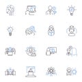 Judicious individuals line icons collection. Practical, Perceptive, Discerning, Prudent, Astute, Shrewd, Wise vector and Royalty Free Stock Photo