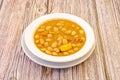 Judiones are a kind of white bean that is grown in the mountains that separates the provinces of Segovia and Madrid, but the dish Royalty Free Stock Photo