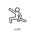 judo icon. Trendy modern flat linear vector judo icon on white b