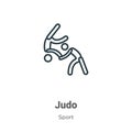 Judo outline vector icon. Thin line black judo icon, flat vector simple element illustration from editable sport concept isolated Royalty Free Stock Photo
