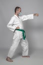 Judo practitioner wears a protective mask