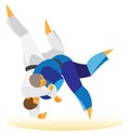 Judo Tournament. wrestler commits throw