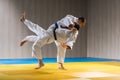 Judo training in the sports hall Royalty Free Stock Photo