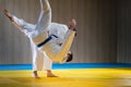 Judo training in the sports hall Royalty Free Stock Photo