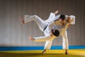 Judo training in the sports hall Royalty Free Stock Photo