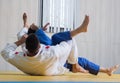 Judo training in the sports hall Royalty Free Stock Photo