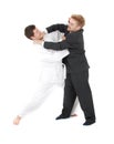 Judoist vs businessman Royalty Free Stock Photo