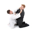 Judoist vs businessman Royalty Free Stock Photo