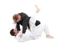 Judoist vs businessman Royalty Free Stock Photo