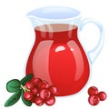 Jug with currant compote. Cartoon style