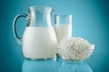 Jug glass with milk and curds