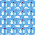 Jug and glass with milk seamless pattern