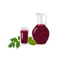 Jug and glass with red beetroot juice Royalty Free Stock Photo
