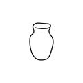 A jug, a hand- drawn icon. One line of art for design, logo. Ceramic, glass tableware, vase, household utensils